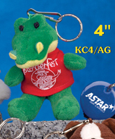 4 inch alligator key chain with printed t-shirt. Order customized alligators with custom printed t-shirts.