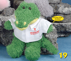 10 inch alligator from the Ruddly Family. Order 10" custom plush toy alligators from our plush toy company.