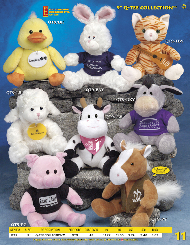 Catalog Page 11. Order 9" Squirrels, Cats, Lambs, Ducks, Ducks, Cows and Donkeys.