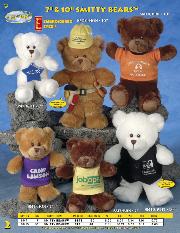 Catalog Page 2. 7" & 10 Smitty Bears.