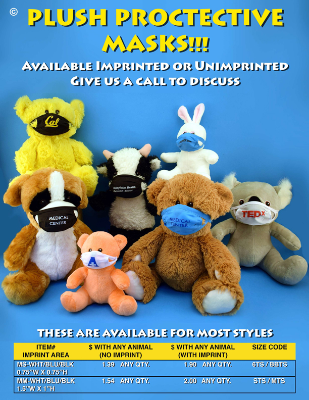 Catalog Page 47. Protective Face Masks for teddy bears, plush toys and stuffed animals.